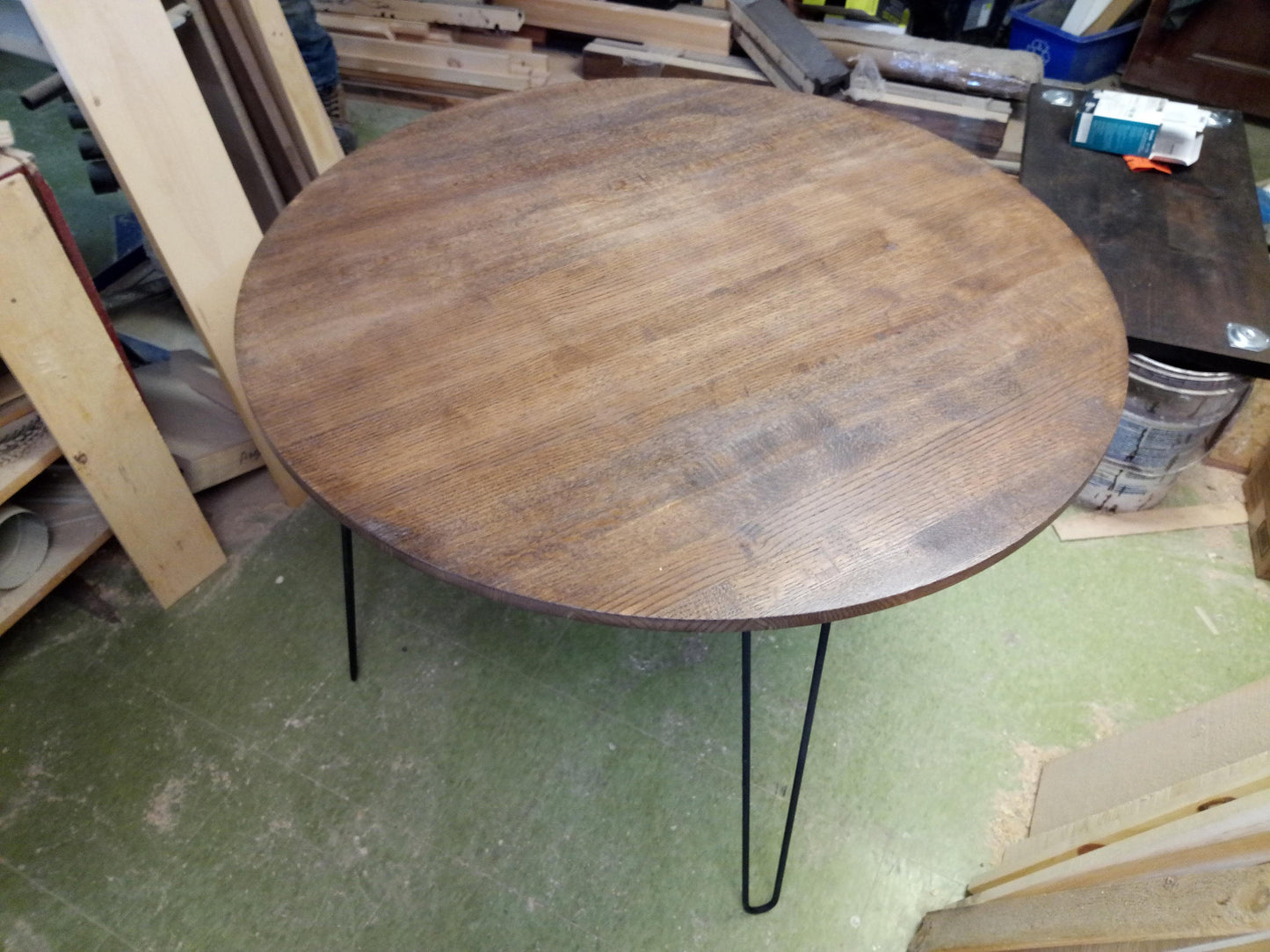 round table dining dine kitchen mid century modern with Hairpin Legs Offered in several colors - Online Wood Worker