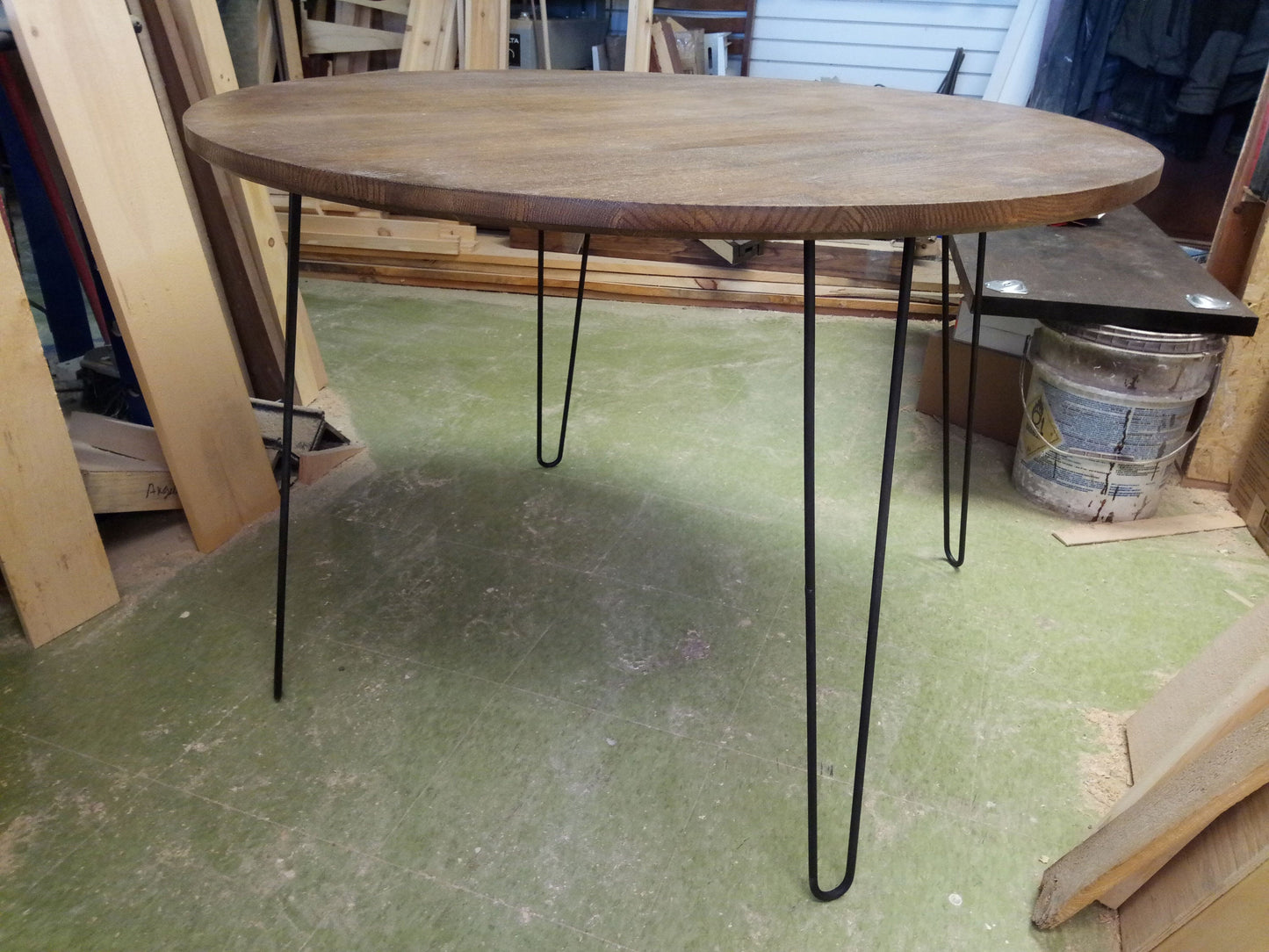 round table dining dine kitchen mid century modern with Hairpin Legs Offered in several colors - Online Wood Worker
