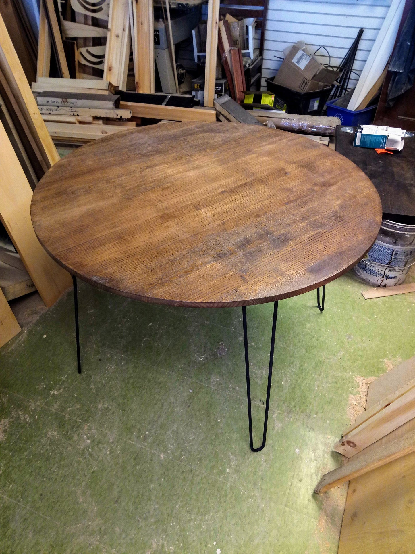 round table dining dine kitchen mid century modern with Hairpin Legs Offered in several colors - Online Wood Worker