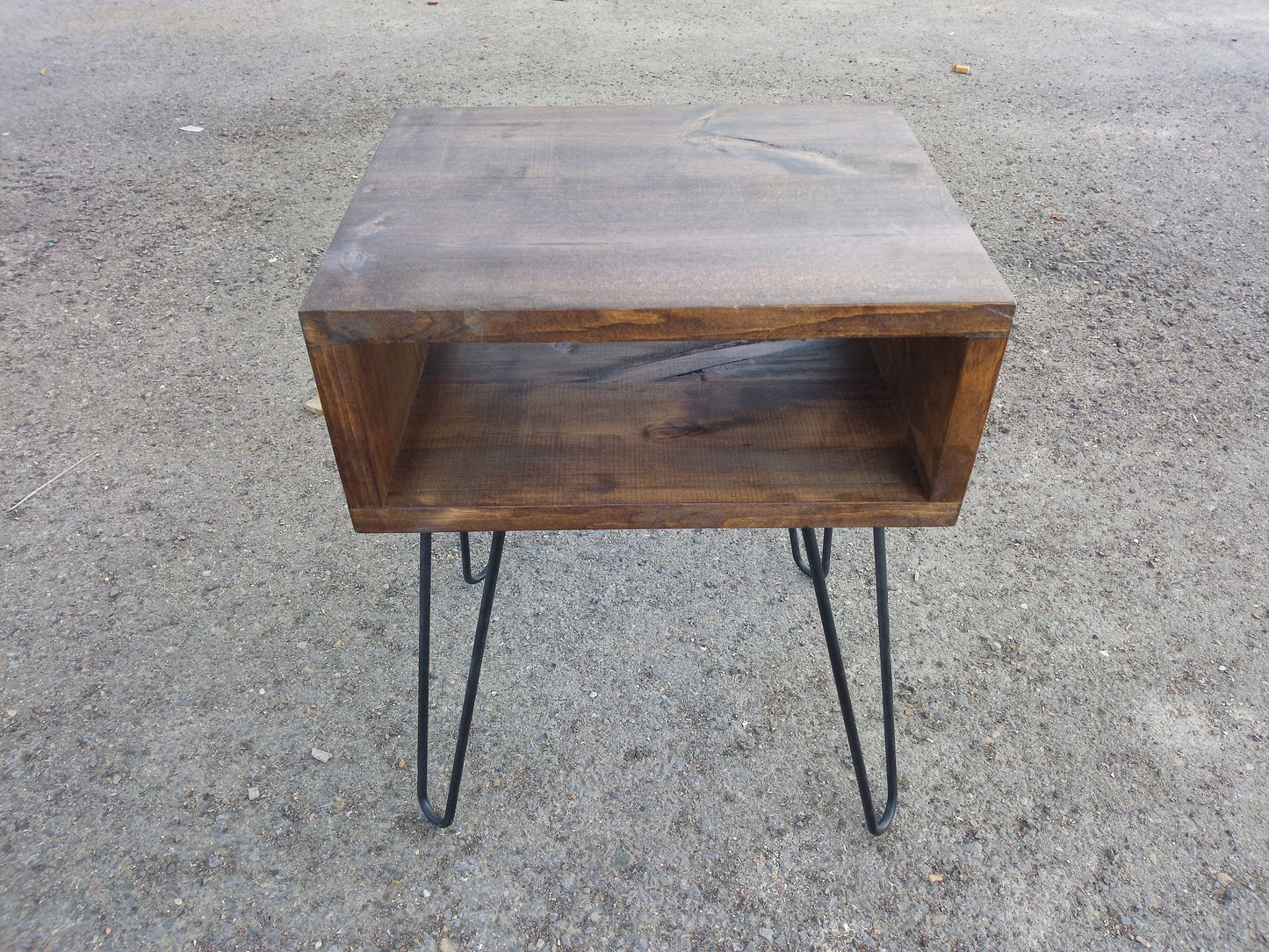 Nightstand bedside table with hairpin legs mid century modern Offered in several colors - Online Wood Worker