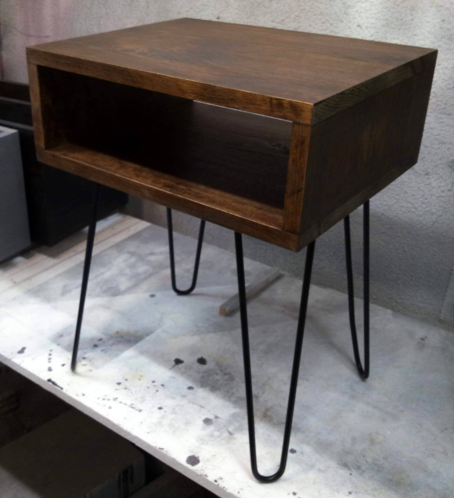 Nightstand with hairpin legs mid century bedside table bedroom vanity - Online Wood Worker
