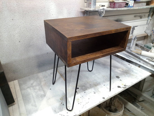 Nightstand with hairpin legs mid century bedside table bedroom vanity - Online Wood Worker