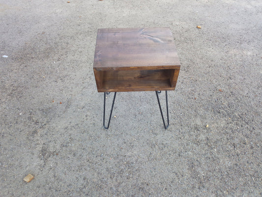 Nightstand bedside table with hairpin legs mid century modern Offered in several colors - Online Wood Worker