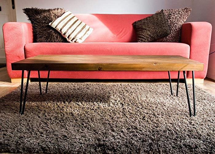 Coffee Table Rustic Farmhouse Coffee Table coffee Tables with Hairpin Legs Offered in several colors - Online Wood Worker