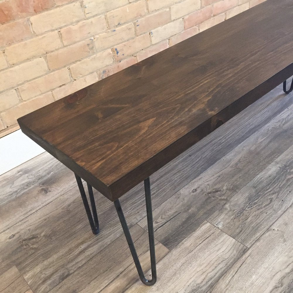 Mid Century Modern Bench Hairpin Legs Bench for Entry Way and Porch - Offered in Several Colors - Online Wood Worker