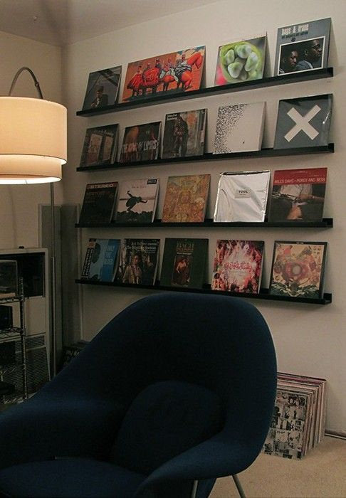Floating ledge shelves  shelf vinyl record display record album Offered in several colors - Online Wood Worker