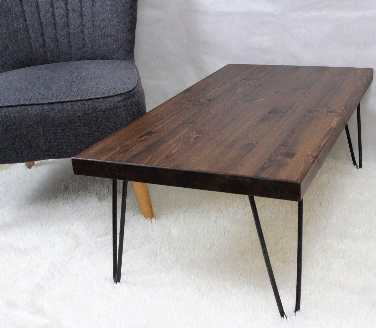Coffee Table Rustic mid century modern with Hairpin Legs Offered in several colors - Online Wood Worker