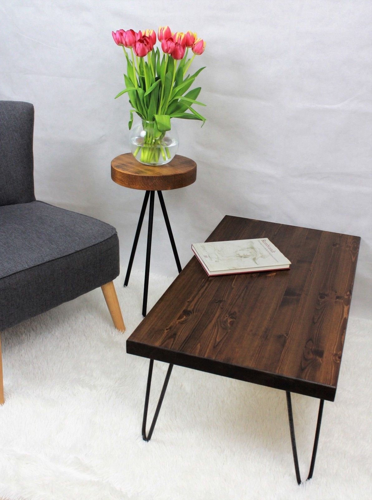 Coffee Table Rustic mid century modern with Hairpin Legs Offered in several colors - Online Wood Worker