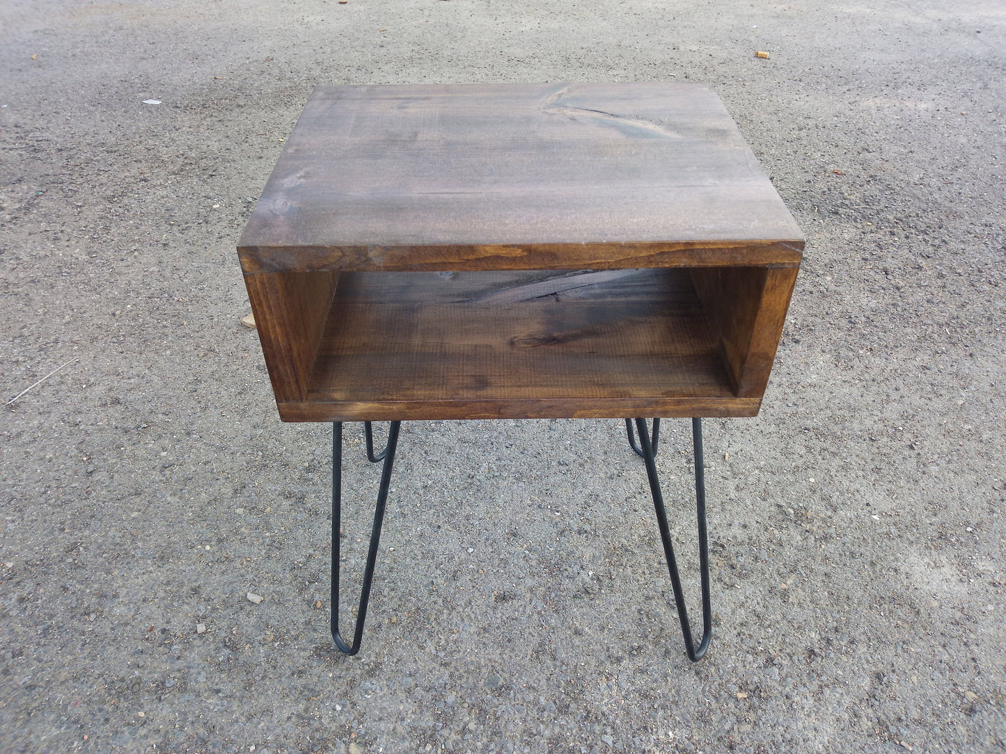 Nightstand bedside table with hairpin legs mid century modern Offered in several colors - Online Wood Worker