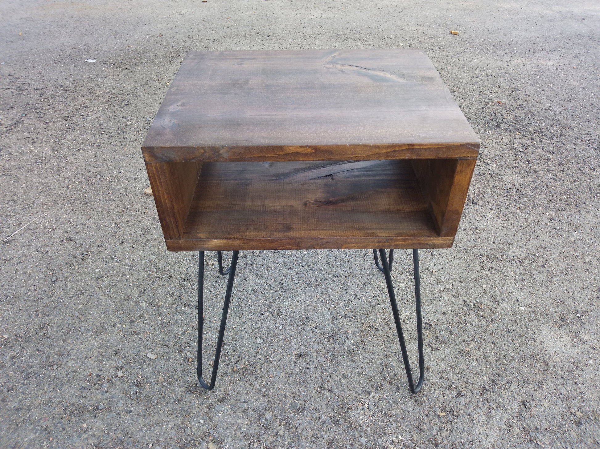 Nightstand bedside table with hairpin legs mid century modern Offered in several colors - Online Wood Worker