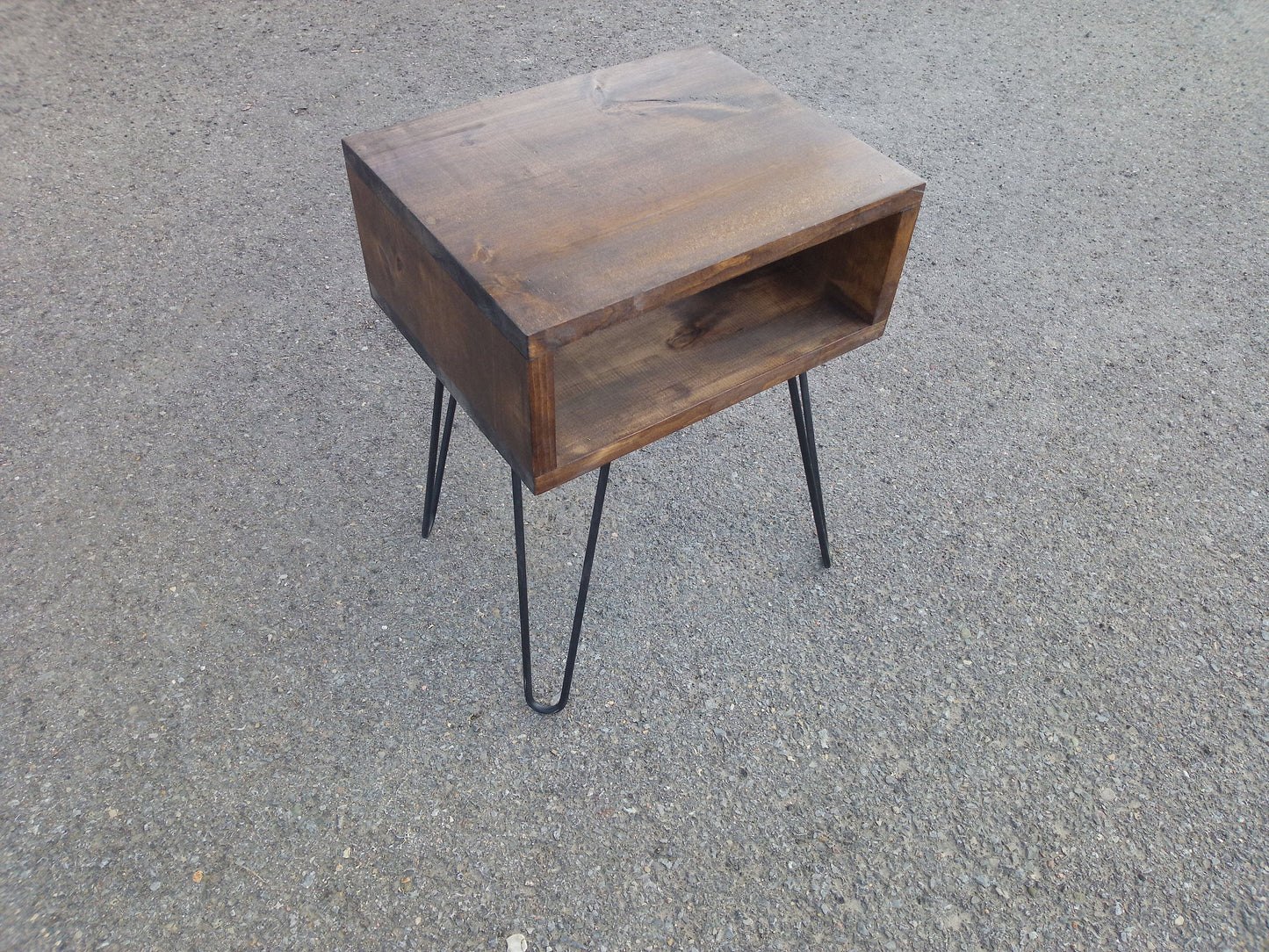 Nightstand bedside table with hairpin legs mid century modern Offered in several colors - Online Wood Worker