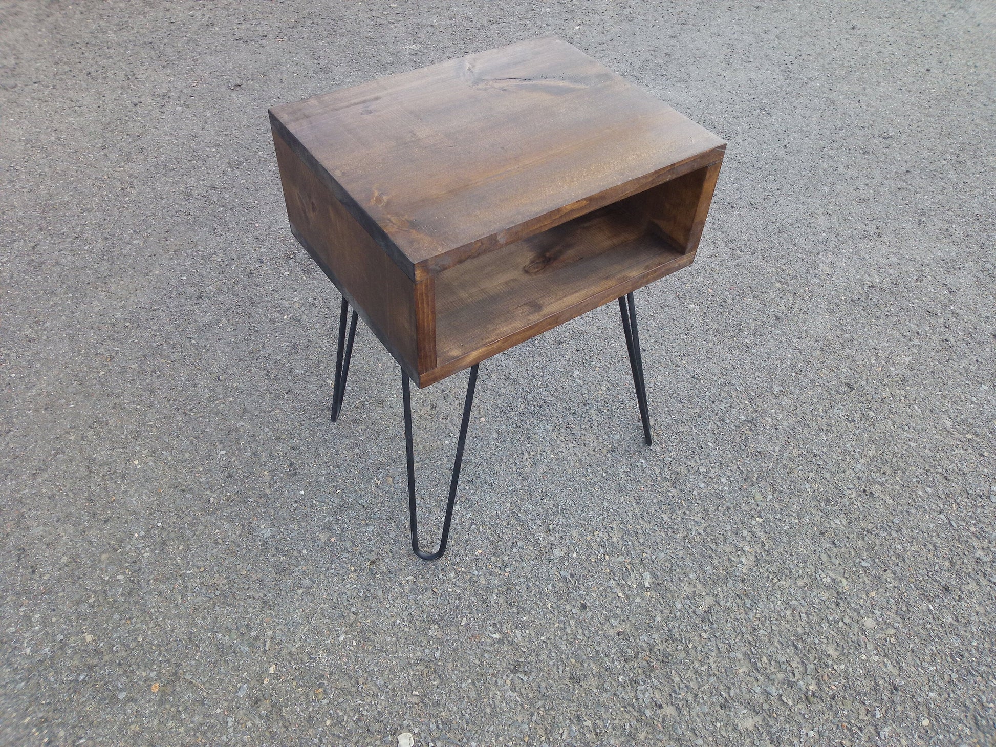 Nightstand bedside table with hairpin legs mid century modern Offered in several colors - Online Wood Worker