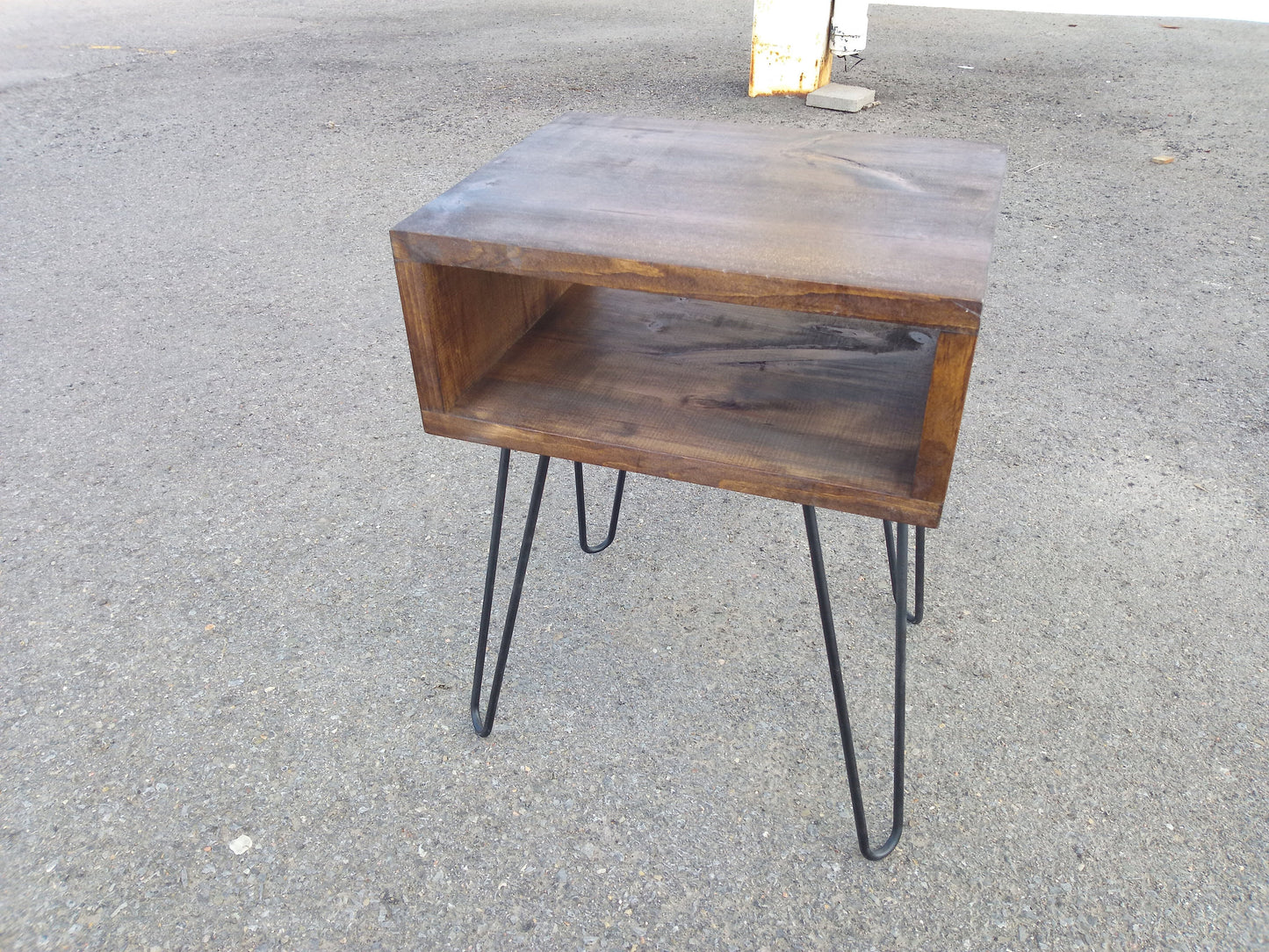 Nightstand bedside table with hairpin legs mid century modern Offered in several colors - Online Wood Worker