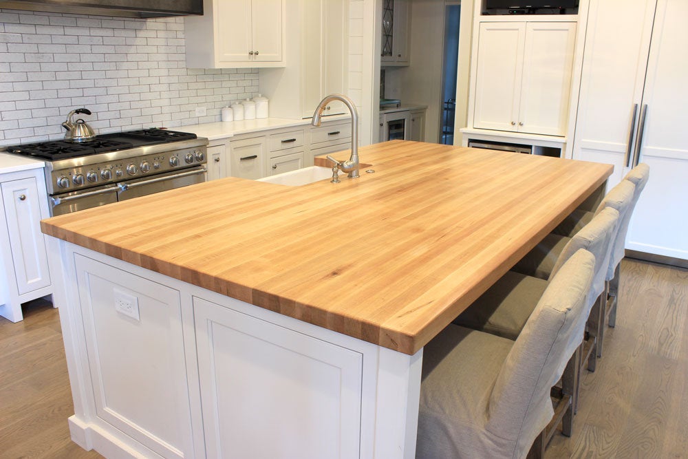 Maple Countertop 1" thick Kitchen Island Top - Solid Wood Butcher Block - Offered in Several Colors - Online Wood Worker