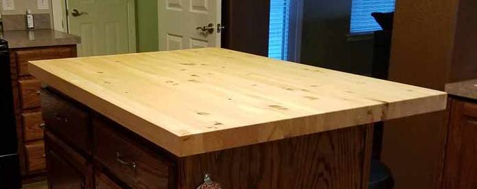 Pine Countertop Kitchen Island Top - Solid Wood Butcher Block - Offered in Several Colors - Online Wood Worker